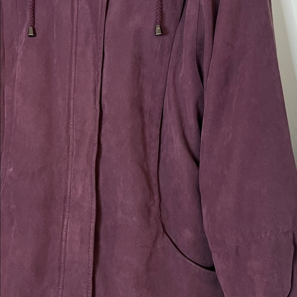 Worthington Plum Fox Fur Trim Hooded Winter Puffer Jacket - Size Medium - Picture 8 of 16